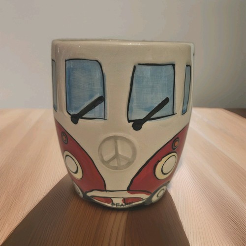 Red camper van peace sign - red,