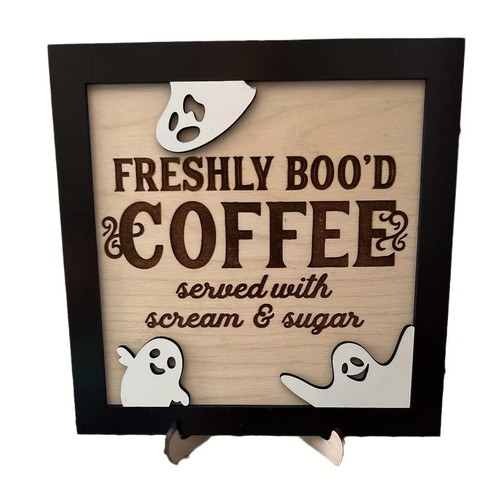 Wooden halloween sign coffee - wooden,