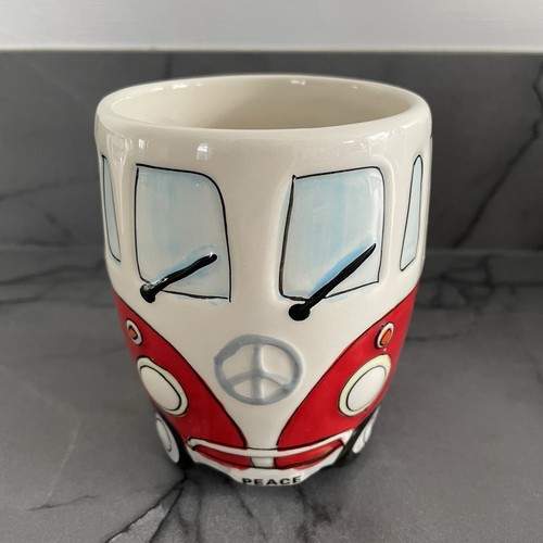 Red camper van peace sign - red,