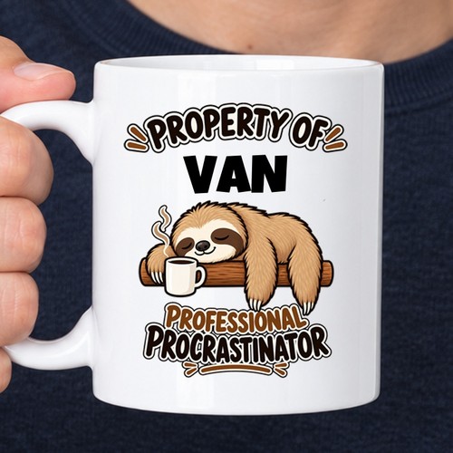 Van personalised cute sloth - personalised,