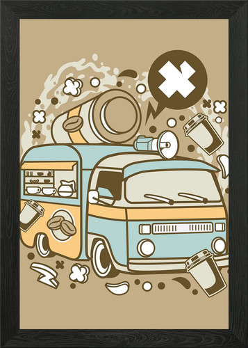Coffee van framed - coffee, art